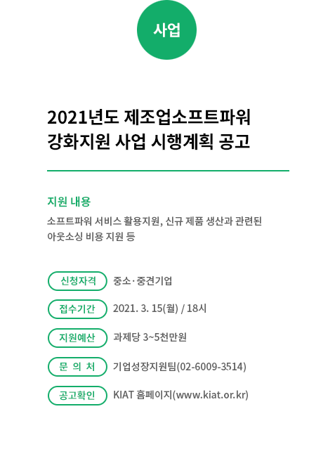 2021년도 제조업소프트파워 강화지원 사업 시행계획 공고